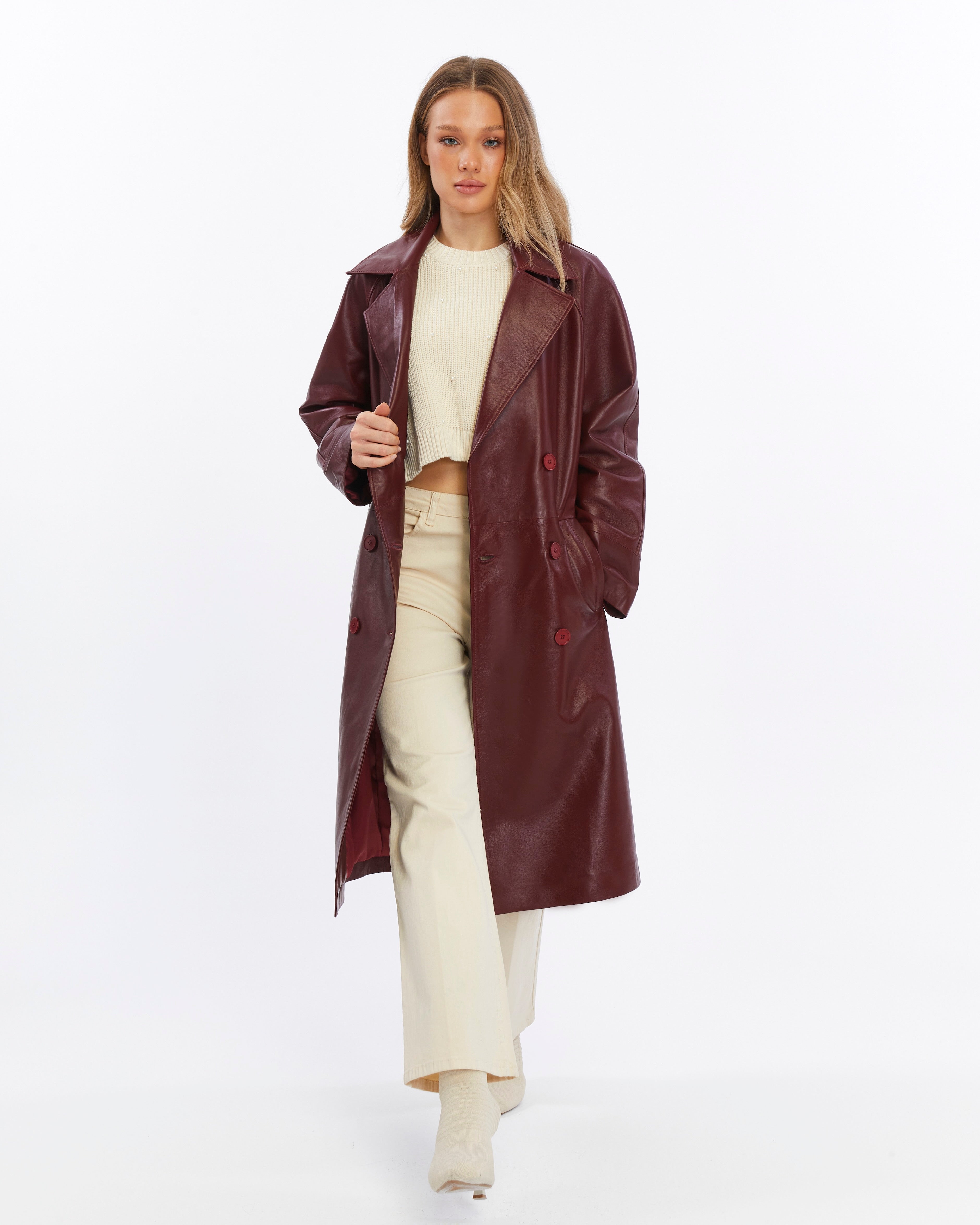 Annabelle Leather Trench Coat