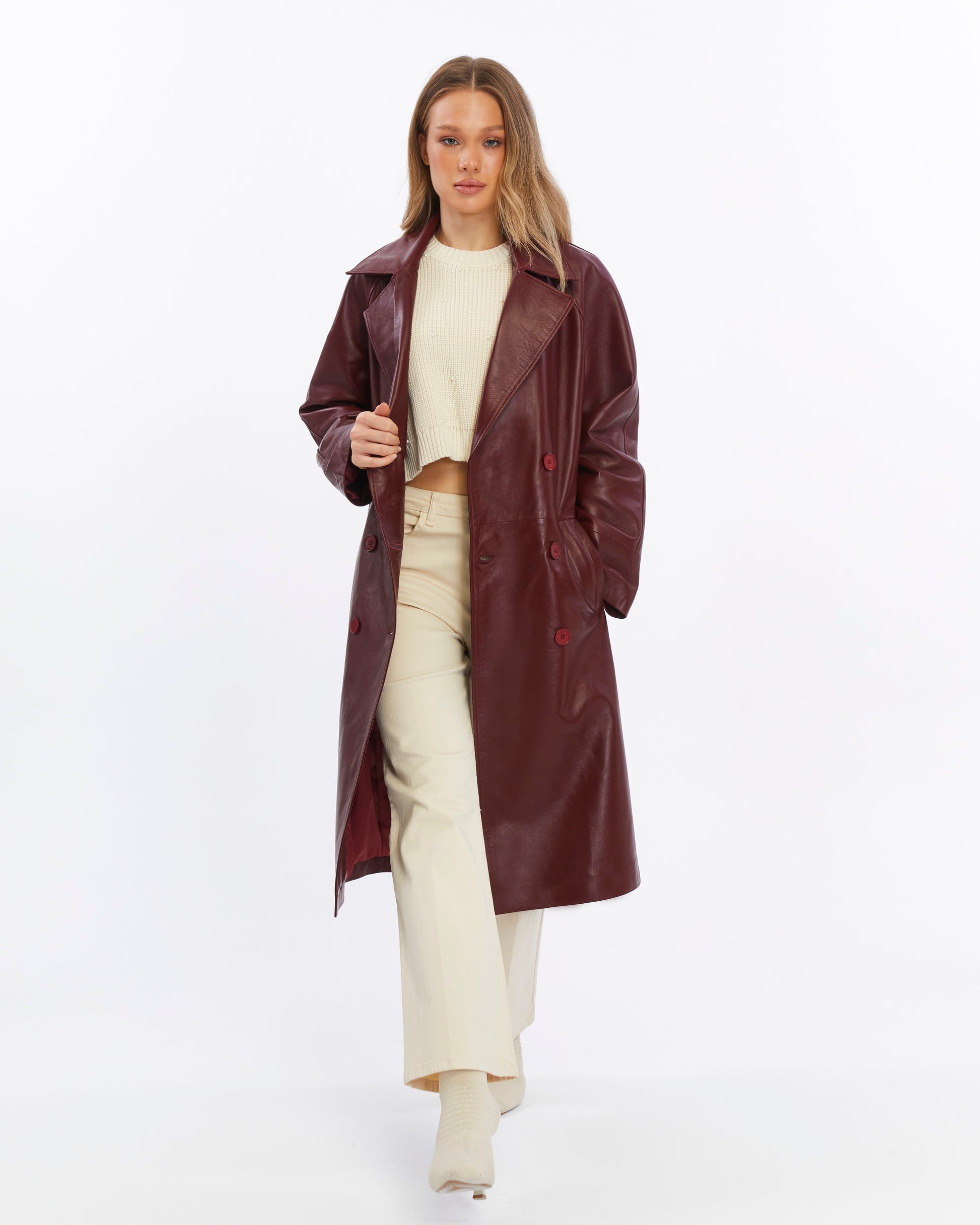 Annabelle Leather Trench Coat