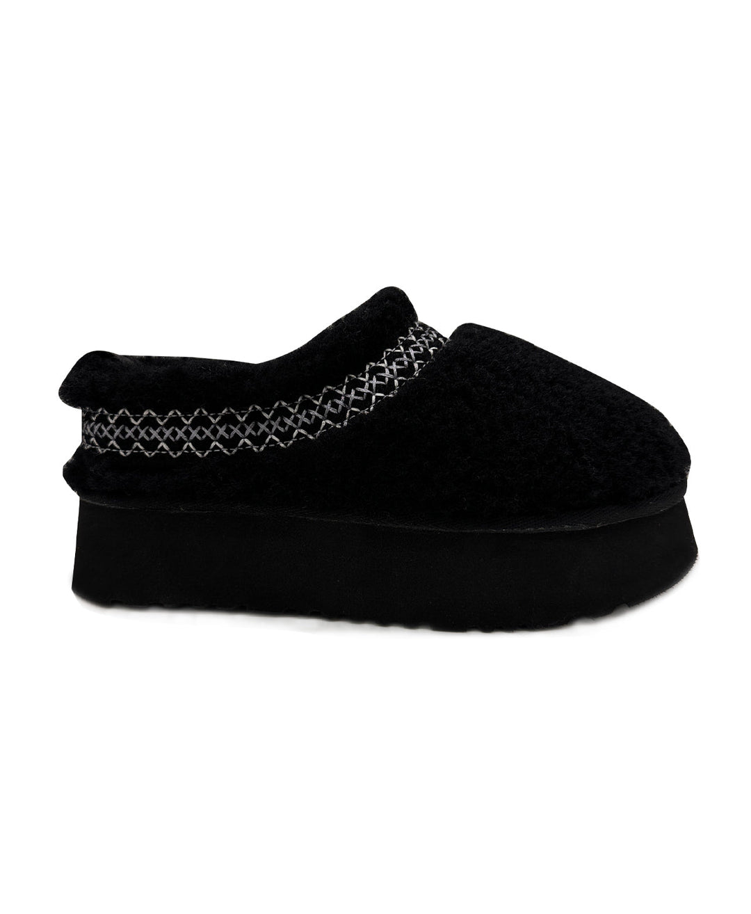 Black suede sheepskin mule slipper