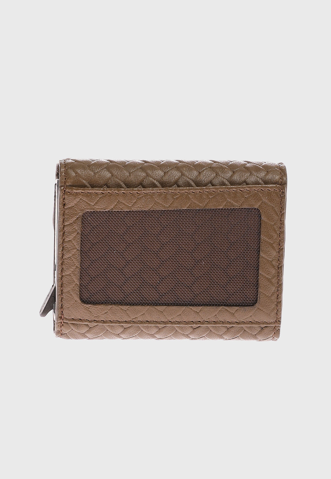 Brown woven leather snap wallet