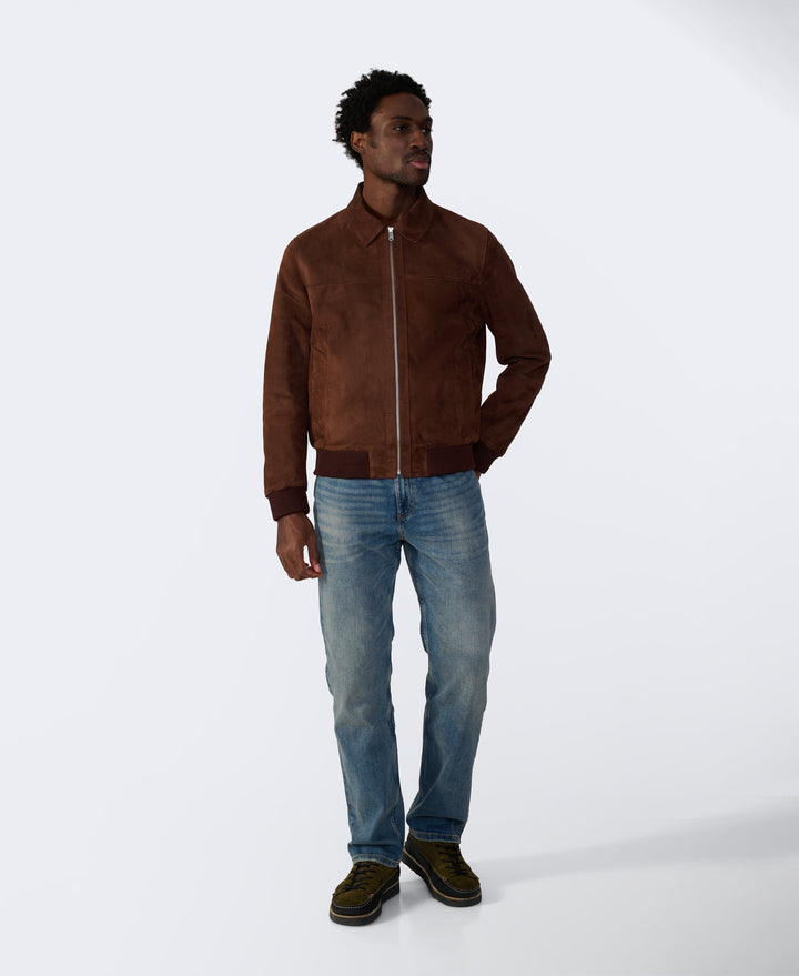 Brown suede bomber jacket