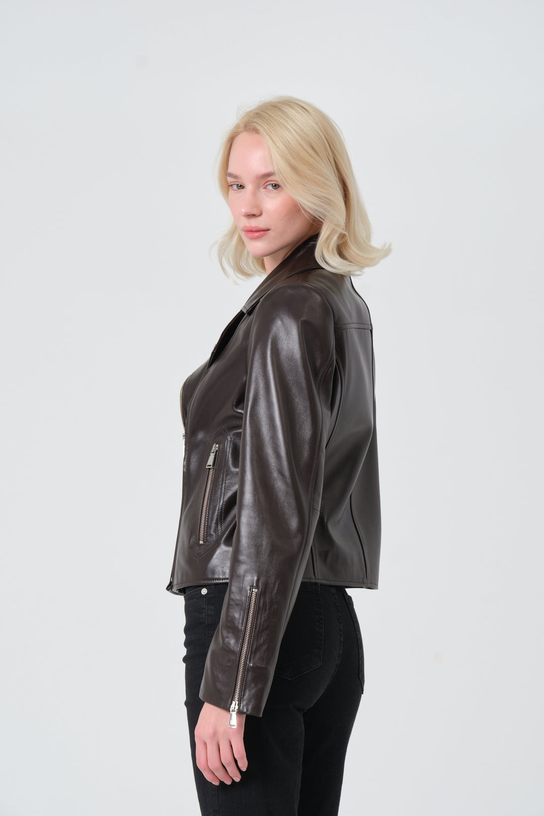 Charlotte Coffee Bean Nappa Leather Jacket