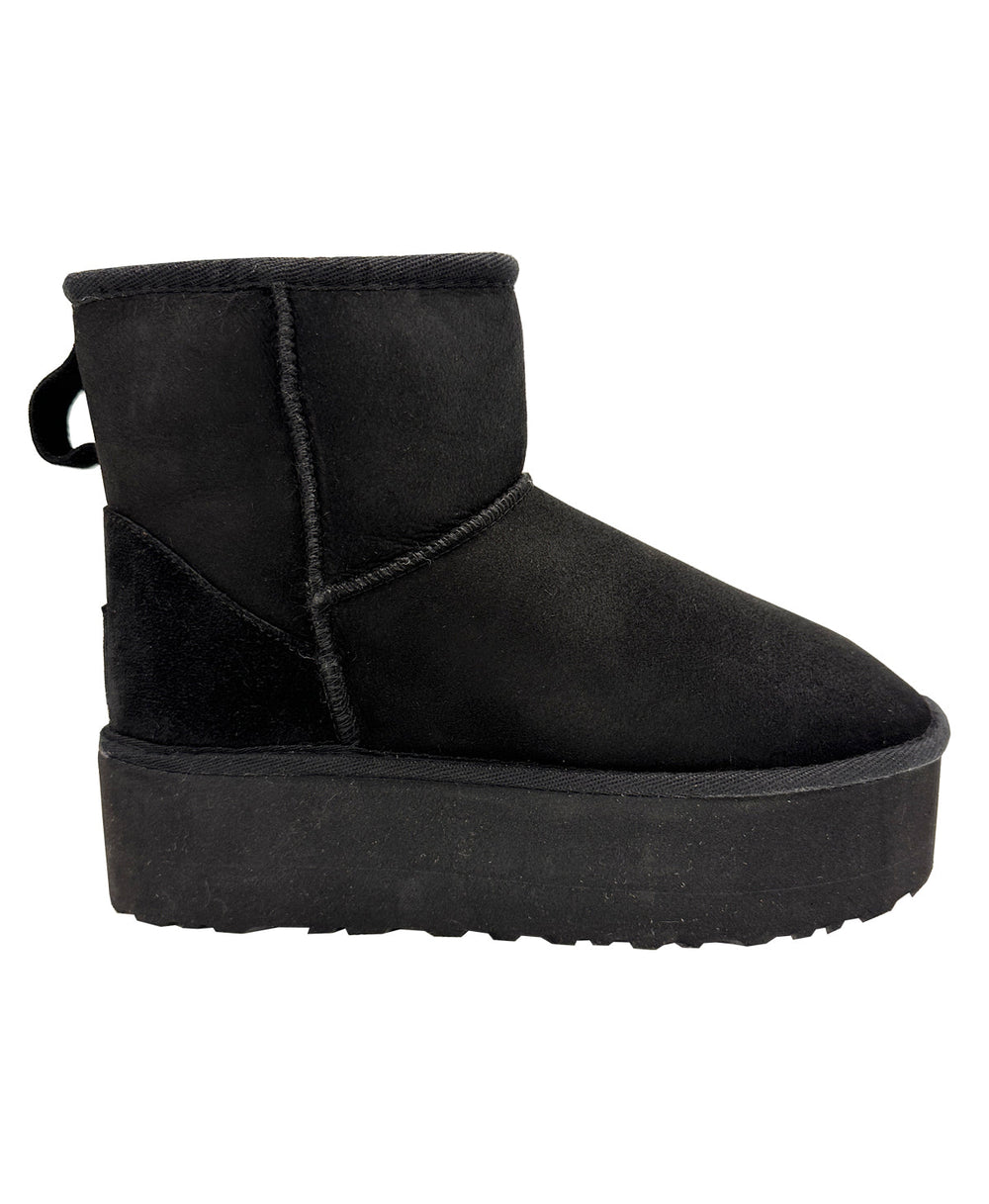 Black suede shearling ankle boot