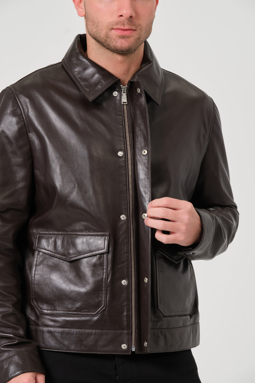 Maddox Coffee Bean Brown Leather Jacket