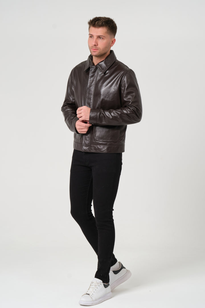 Maddox Coffee Bean Brown Leather Jacket