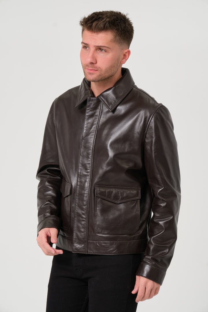 Maddox Coffee Bean Brown Leather Jacket