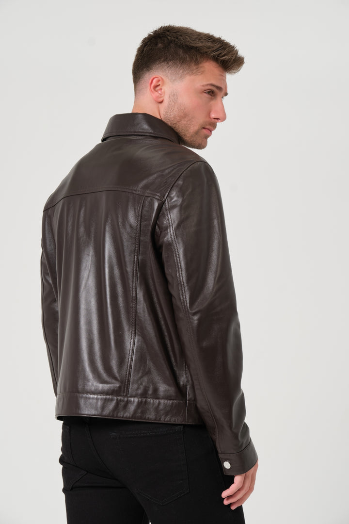 Maddox Coffee Bean Brown Leather Jacket
