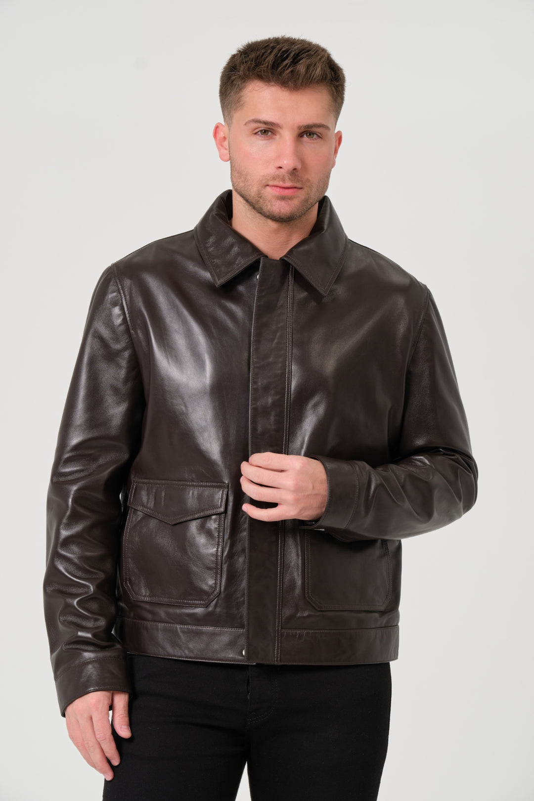 Maddox Coffee Bean Brown Leather Jacket