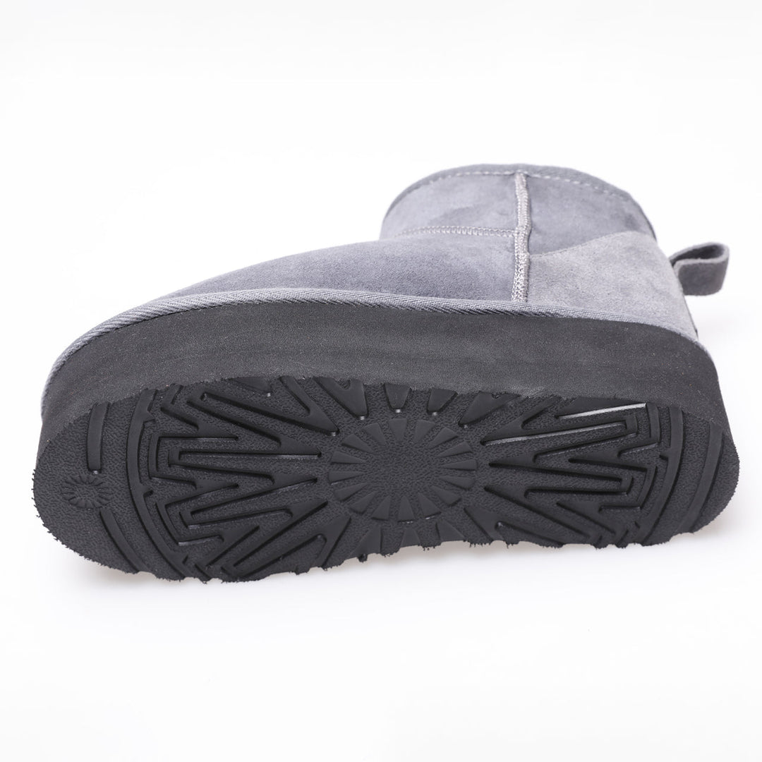 Grey suede mini sheepskin boot