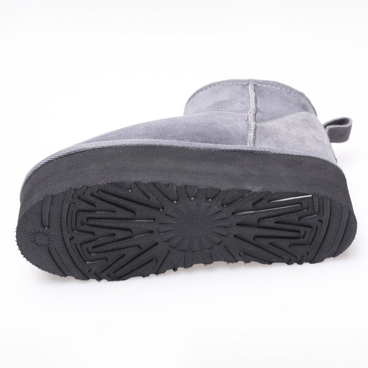 Grey suede mini sheepskin boot