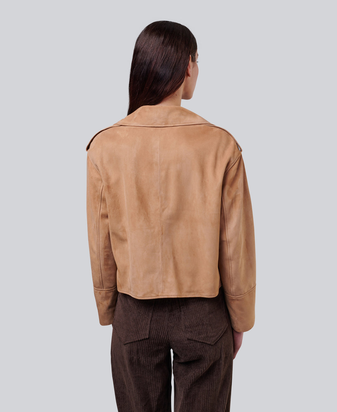Back of tan suede jacket