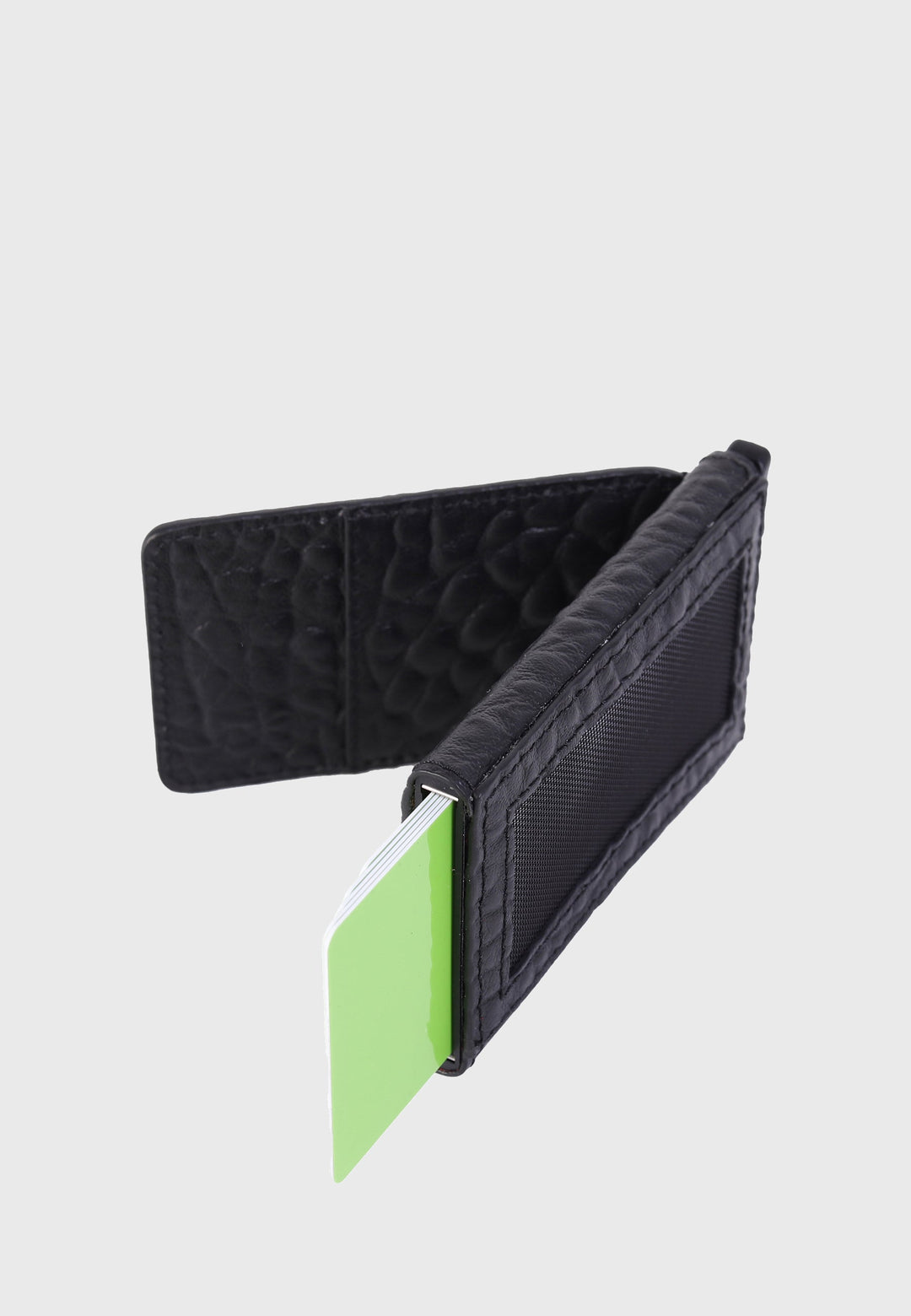 Black genuine leather elephant-pattern card holder