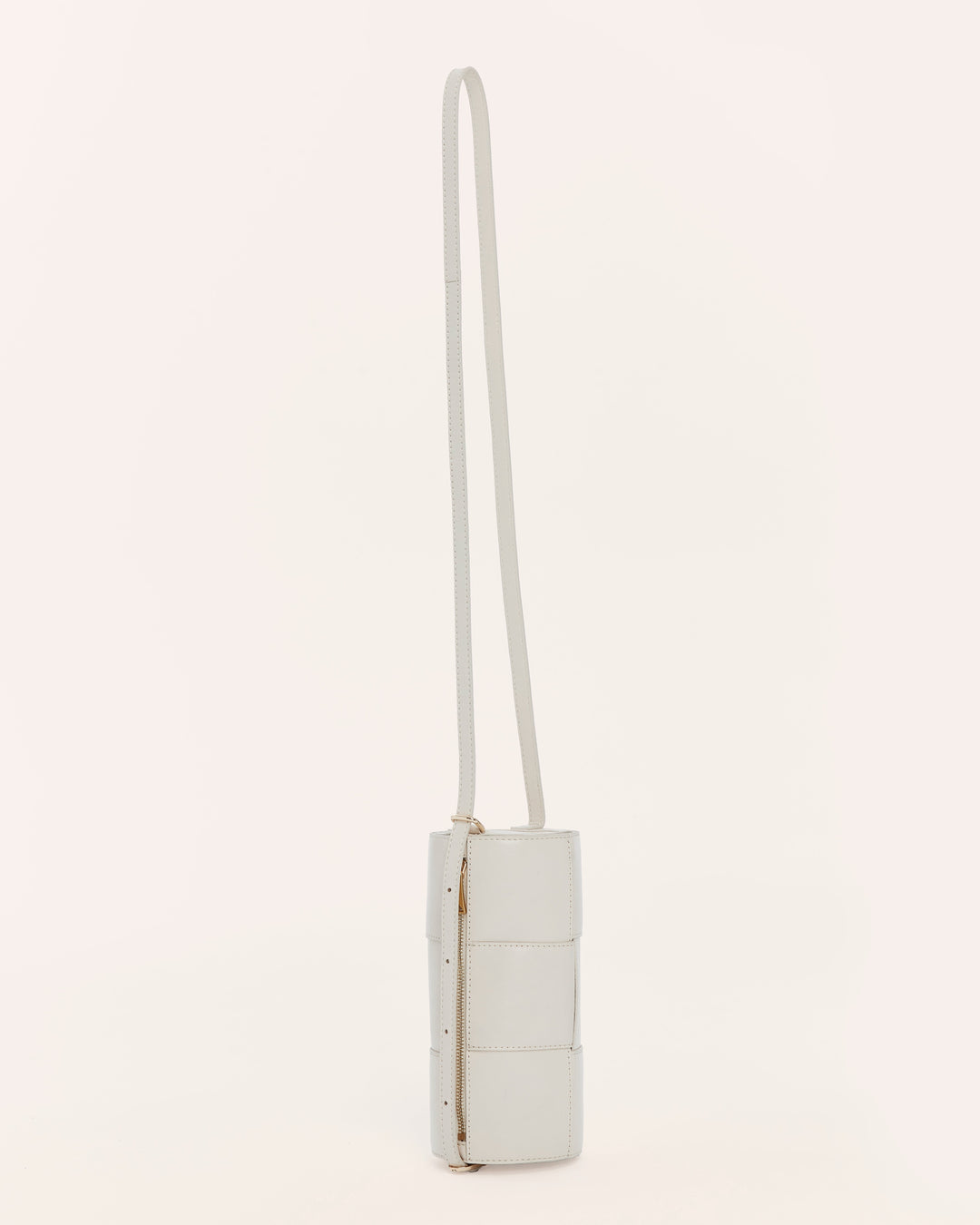 Beige woven leather crossbody handbag