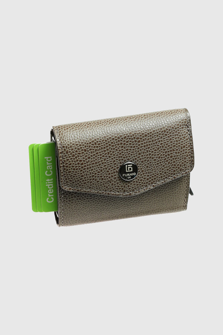 Brown caviar leather snap wallet