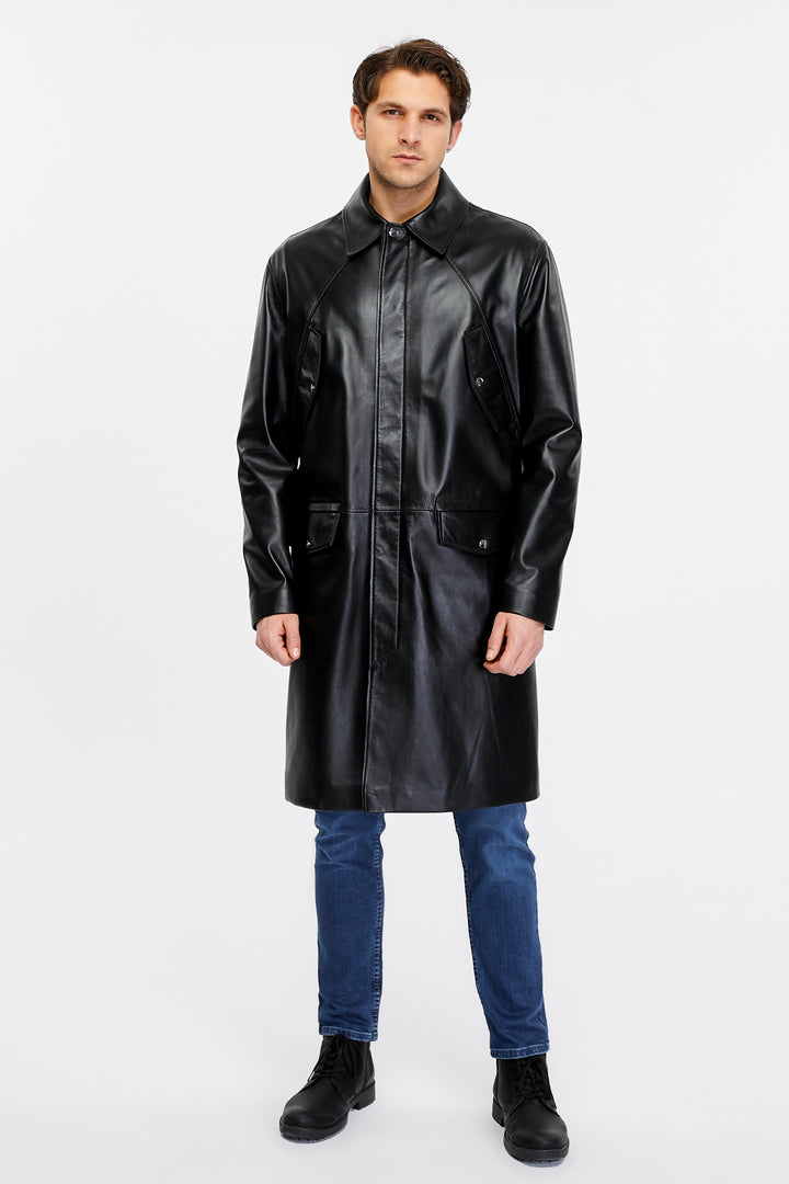 Shoreditch Leather Trench Coat