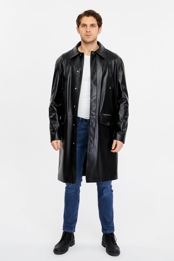 Shoreditch Leather Trench Coat