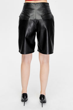 Image of Women's Leather Fashion Shorts, Black