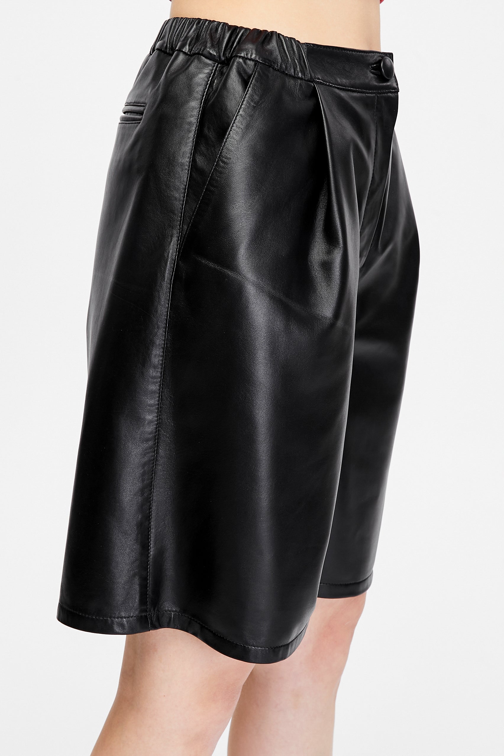 Women's Leather Fashion Shorts, Black