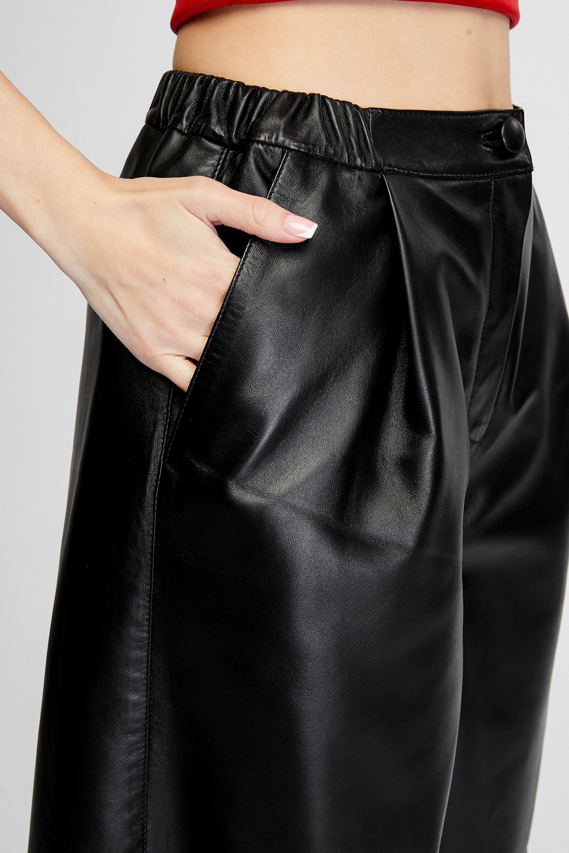 Women's Leather Fashion Shorts, Black