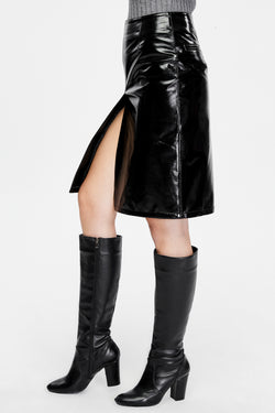 Image of Women's Leather Fashion Skirt, Black