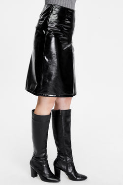 Image of Women's Leather Fashion Skirt, Black