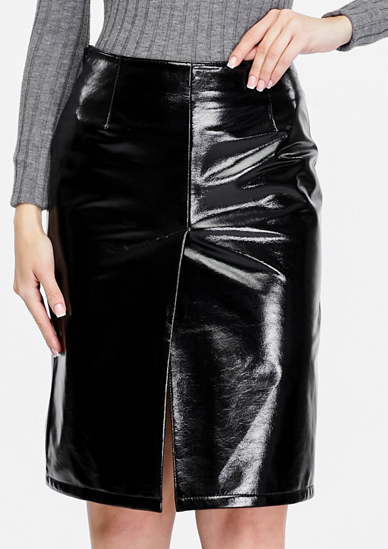 Women's Leather Fashion Skirt, Black