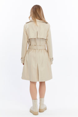 Image of Women's Genuine Leather Trench Coat, Beige