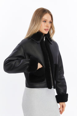 Image of Women's Leather Shearling Jacket