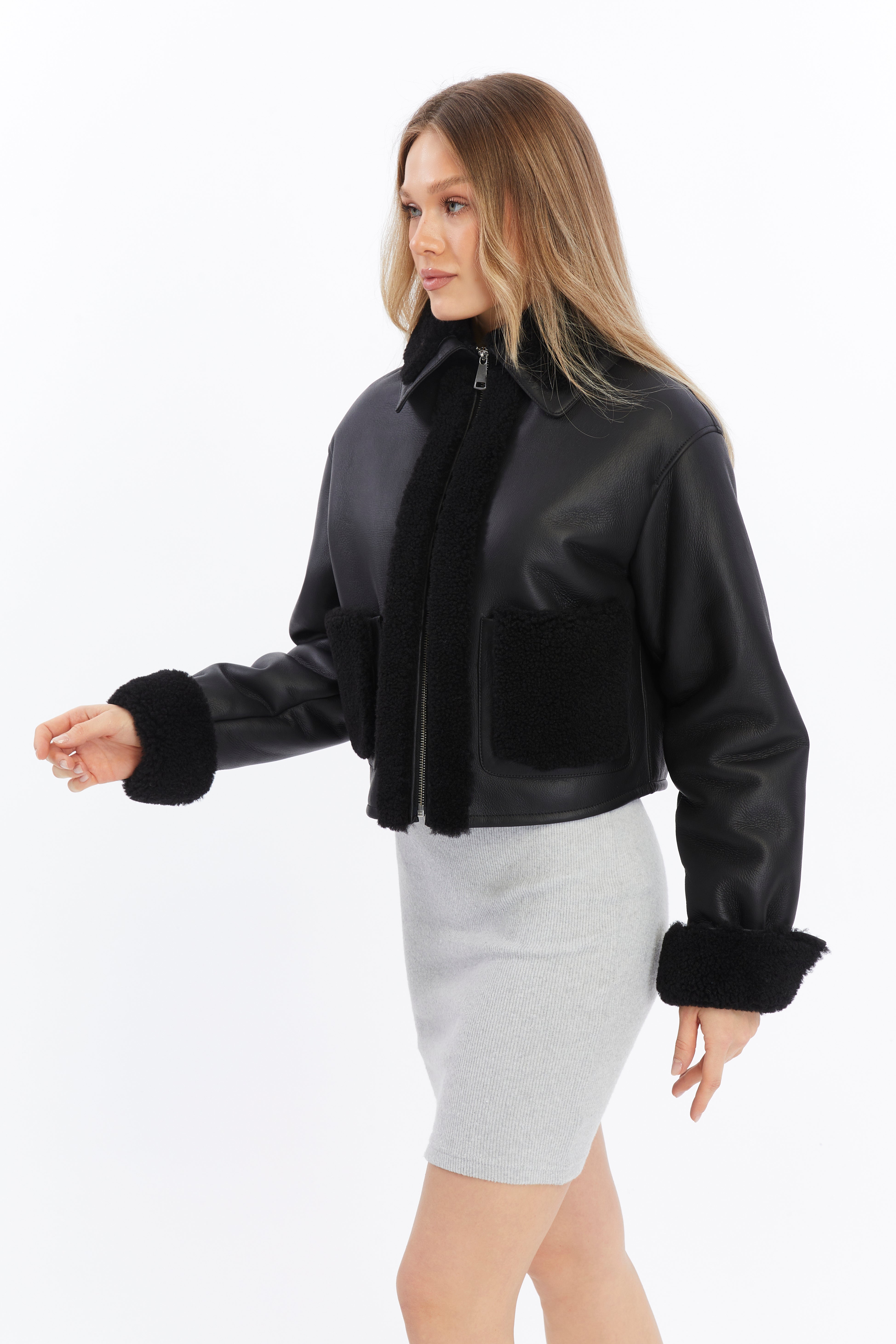 Women's Leather Shearling Jacket