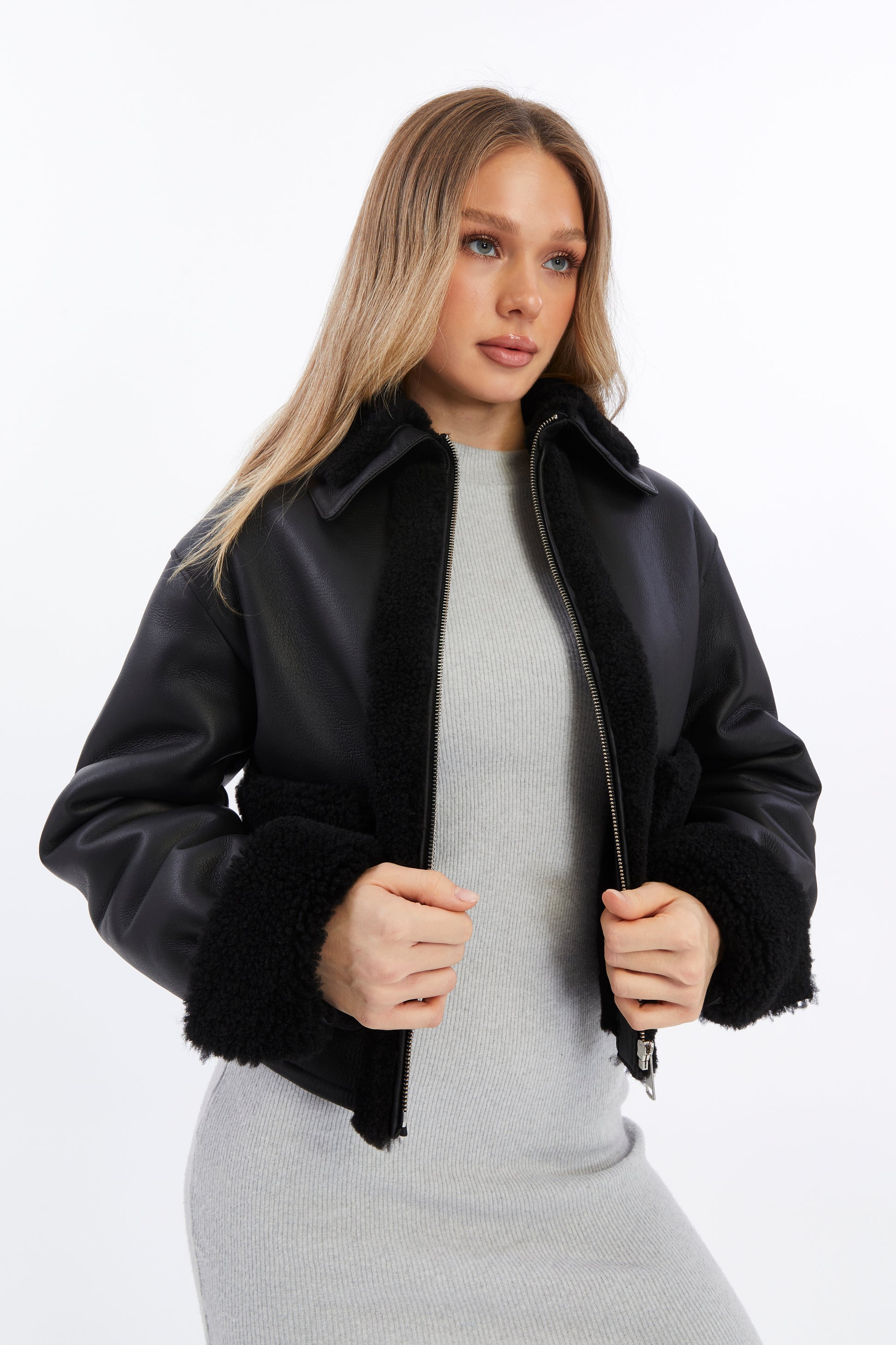 Women's Leather Shearling Jacket