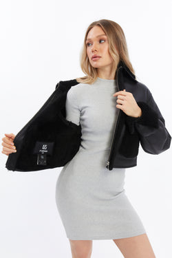 Image of Women's Leather Shearling Jacket