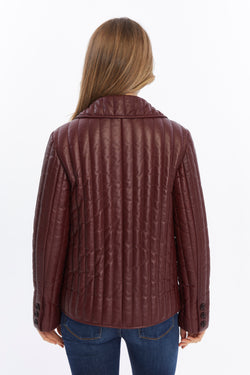 Image of Women's Leather Jacket, Burgundy