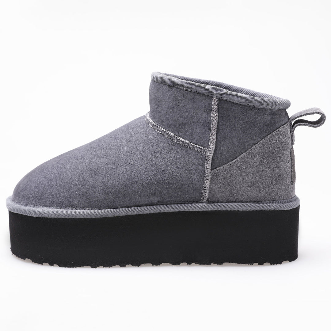 Grey suede mini sheepskin boot
