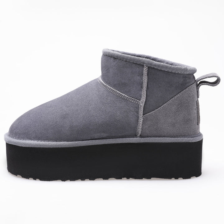 Grey suede mini sheepskin boot