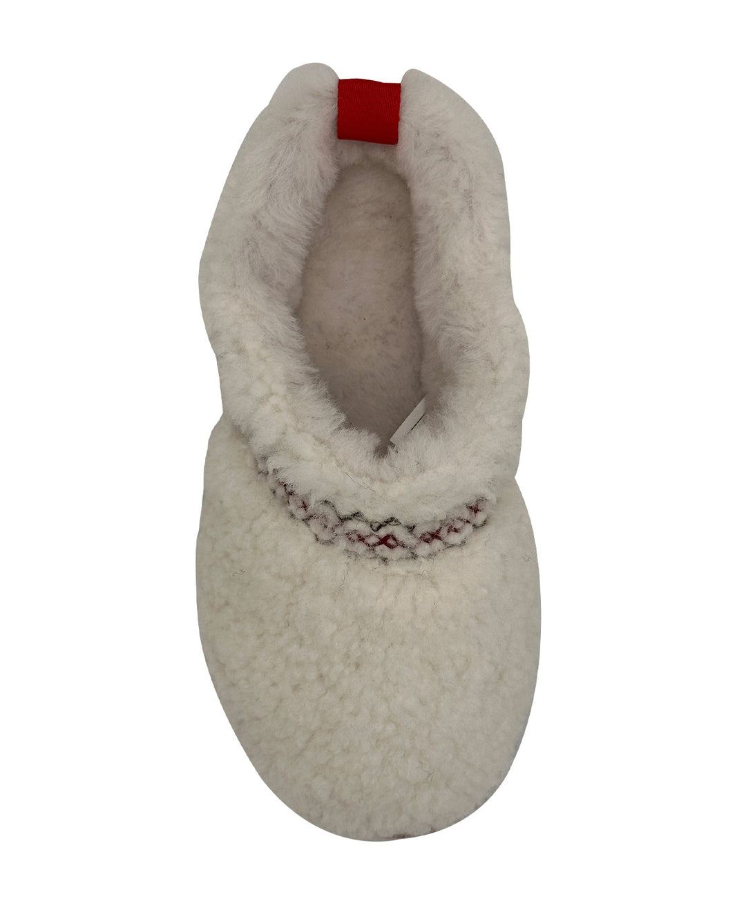 Top-down white sheepskin slipper