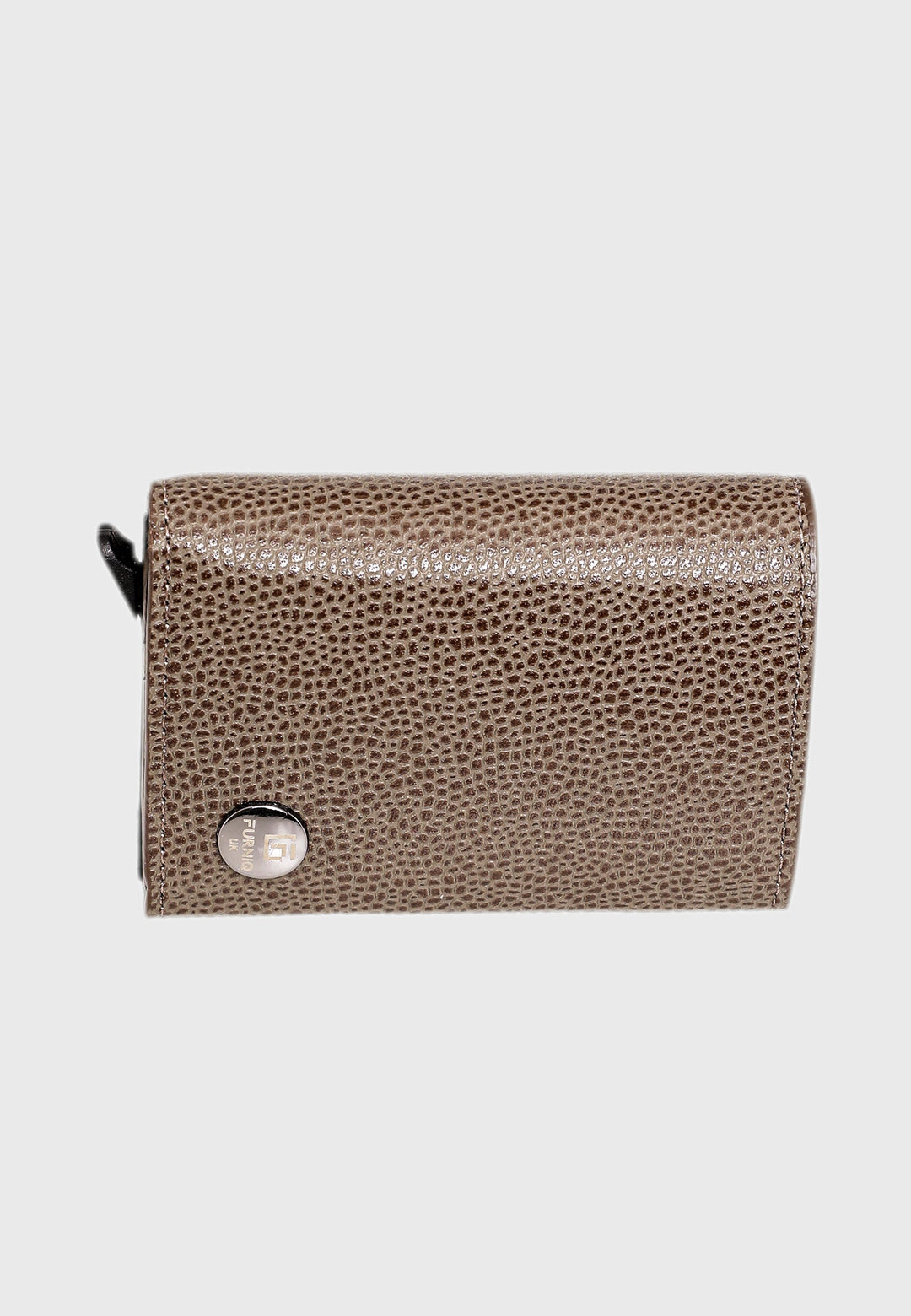 Brown caviar-pattern leather trifold cardholder