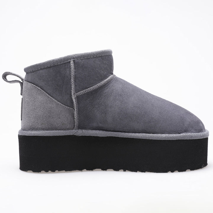 Grey suede mini sheepskin boot
