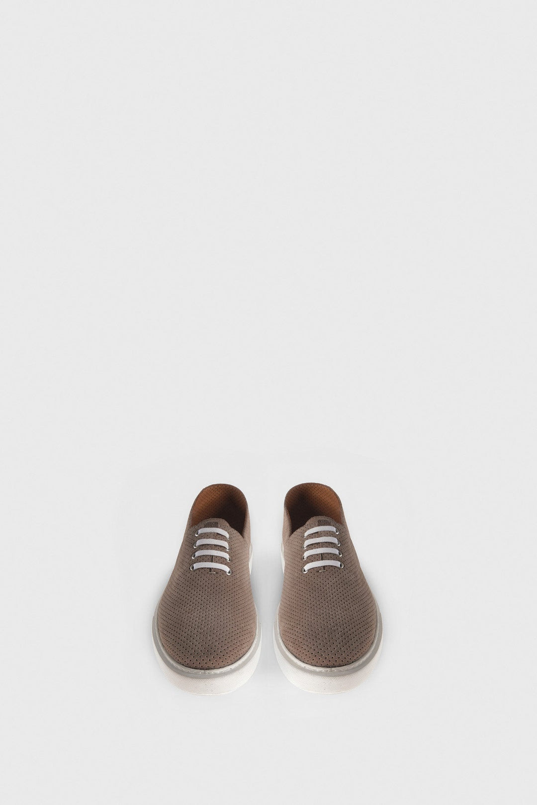 Brown perforated suede low-top sneakers