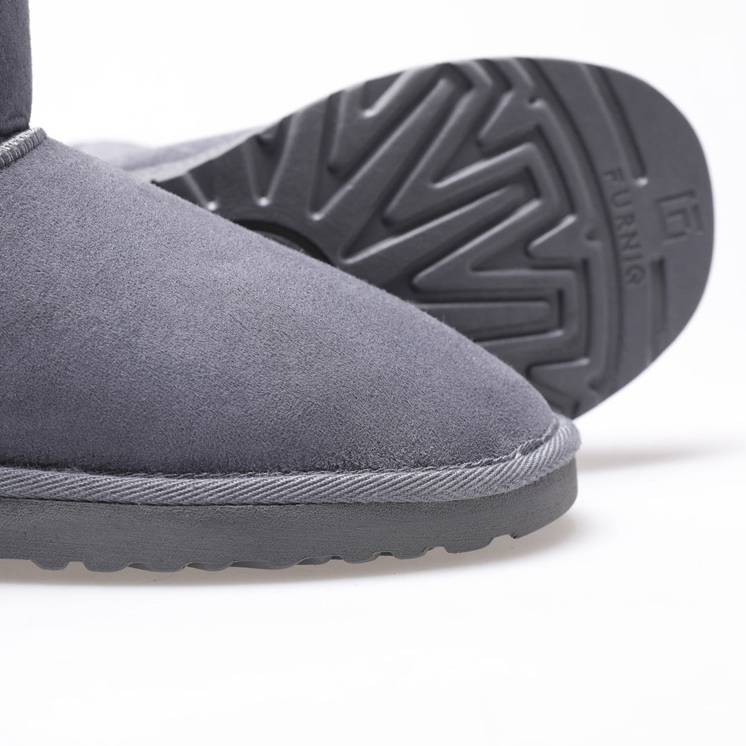 Grey suede sheepskin short boots