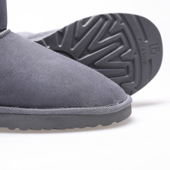 Grey suede sheepskin short boots