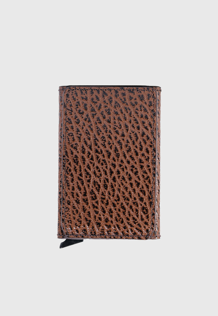 Brown textured leather card holder