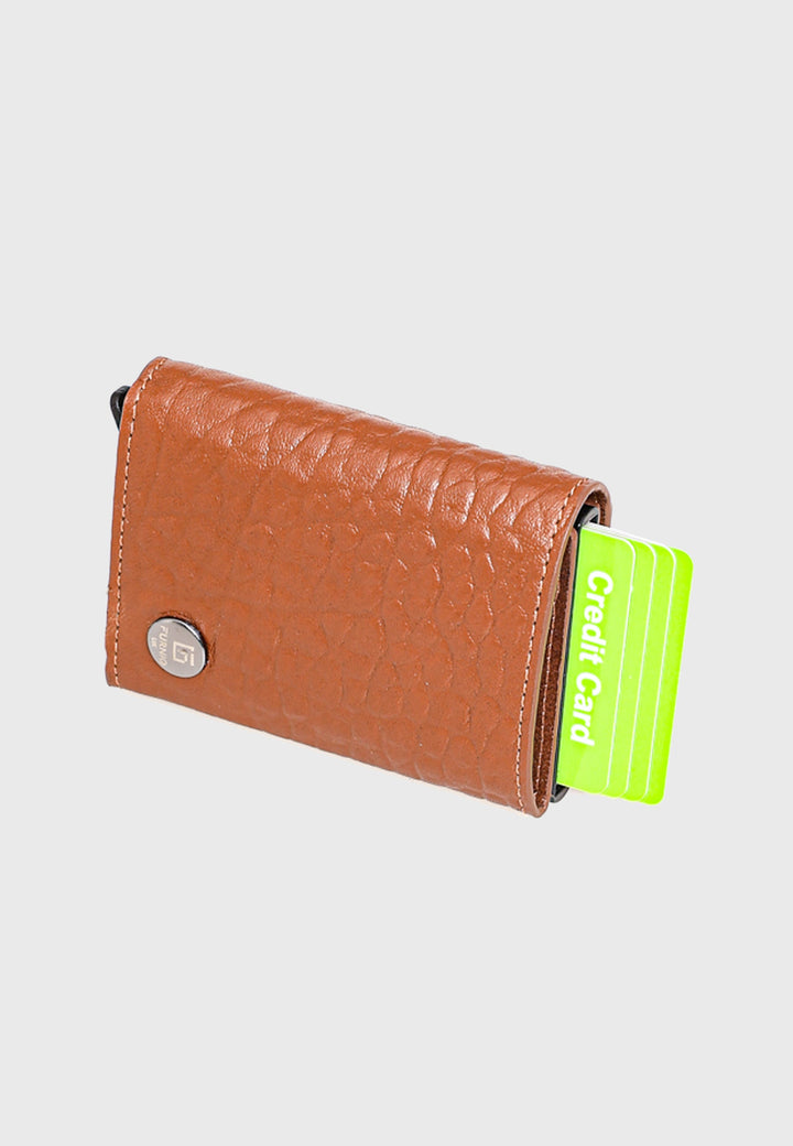 Tan leather trifold card holder