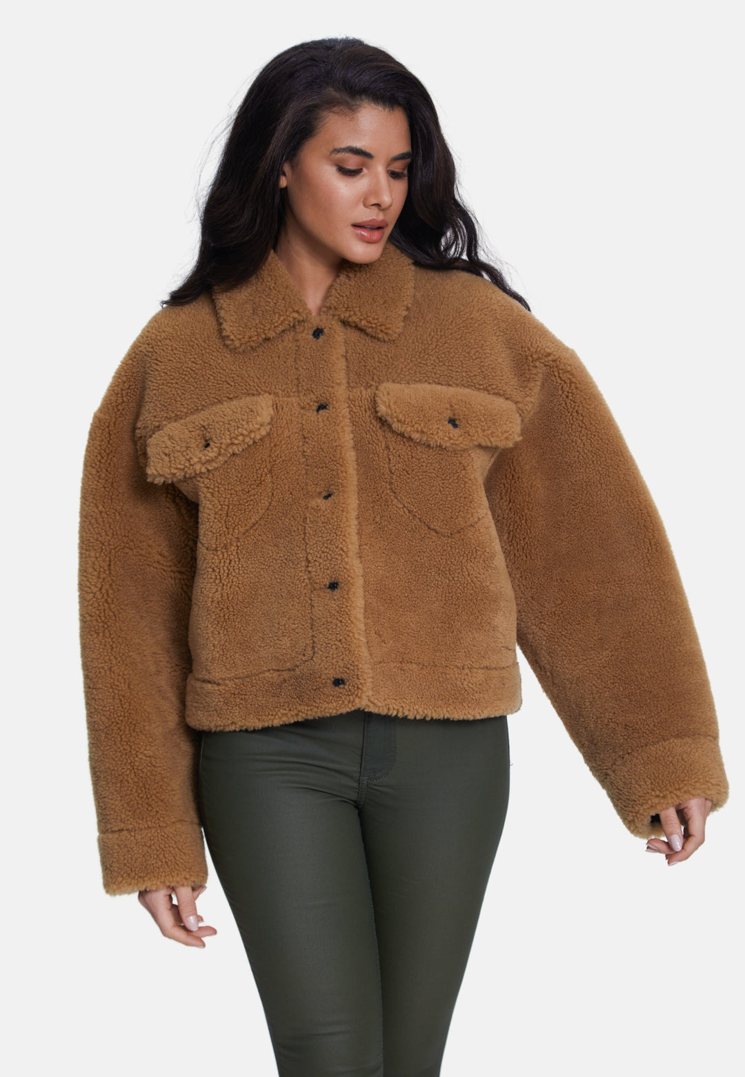Brown teddy shearling-style jacket