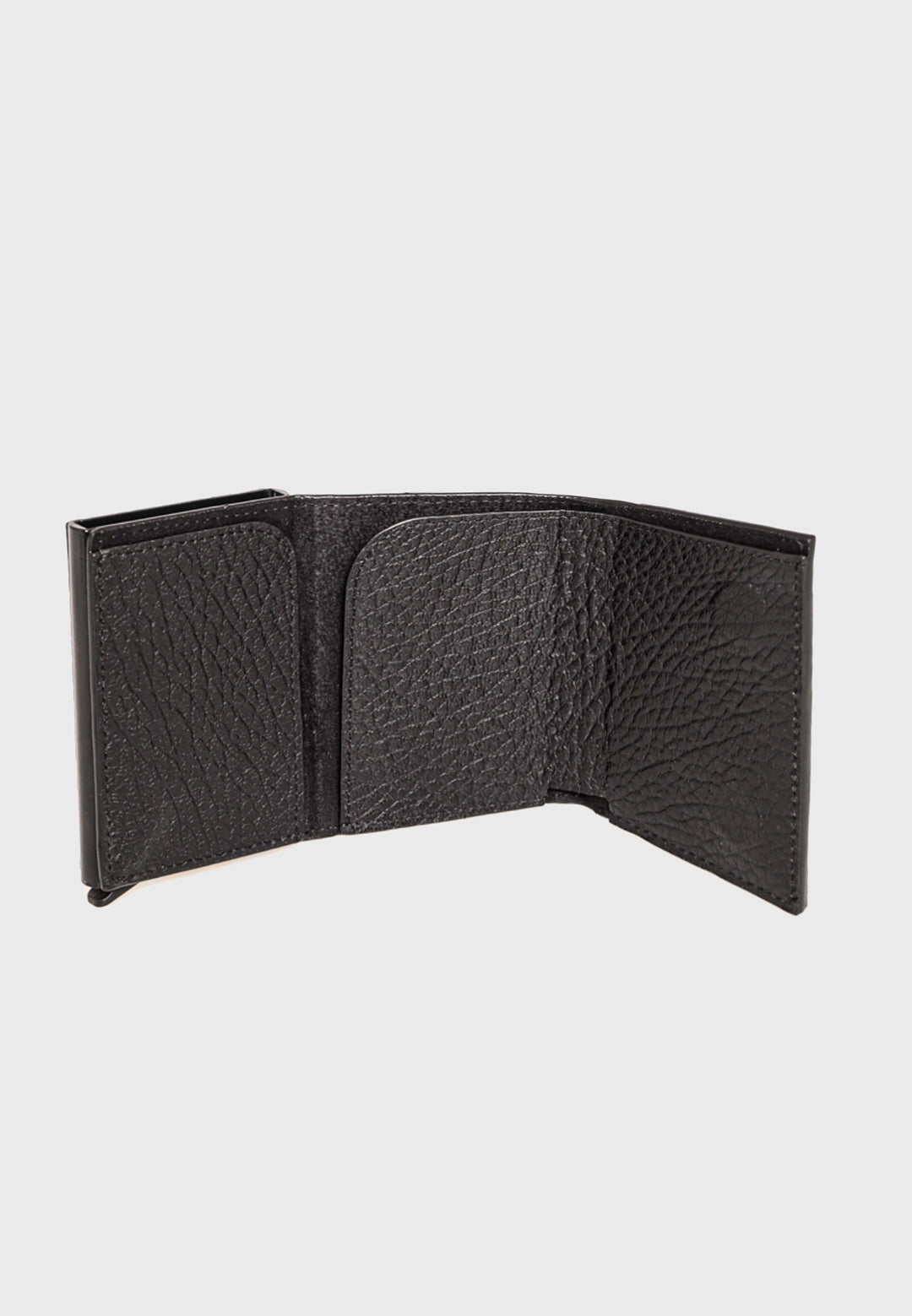 Black leather trifold card holder