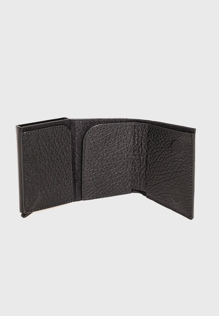 Black leather trifold card holder