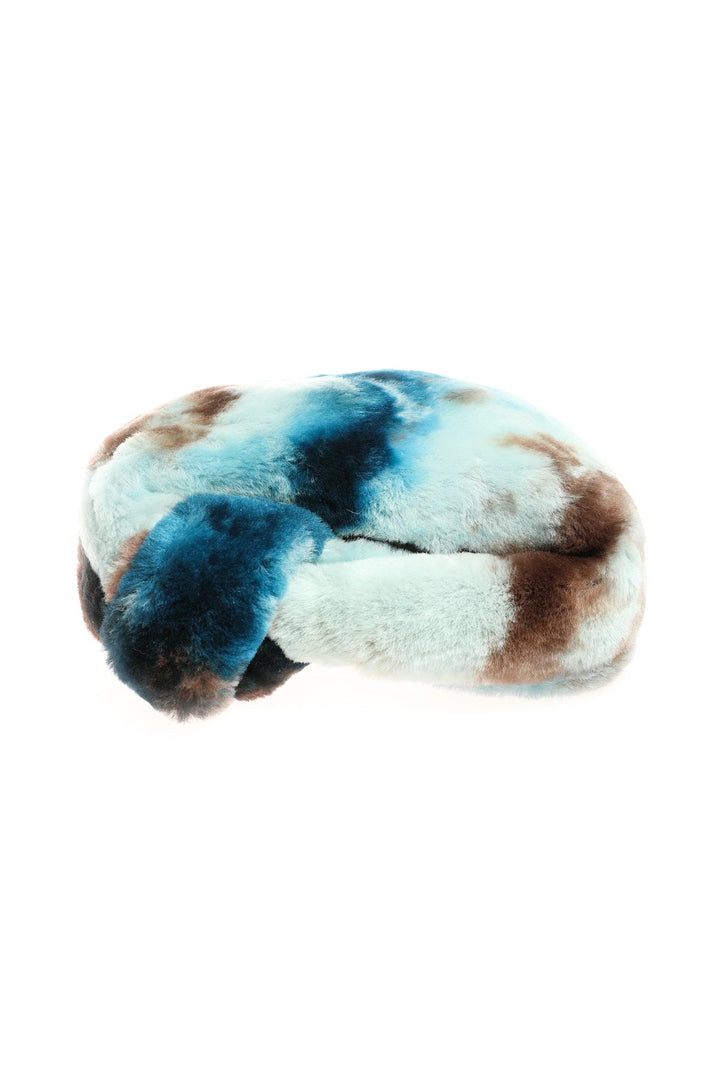 Multicolor blue shearling mini handbag