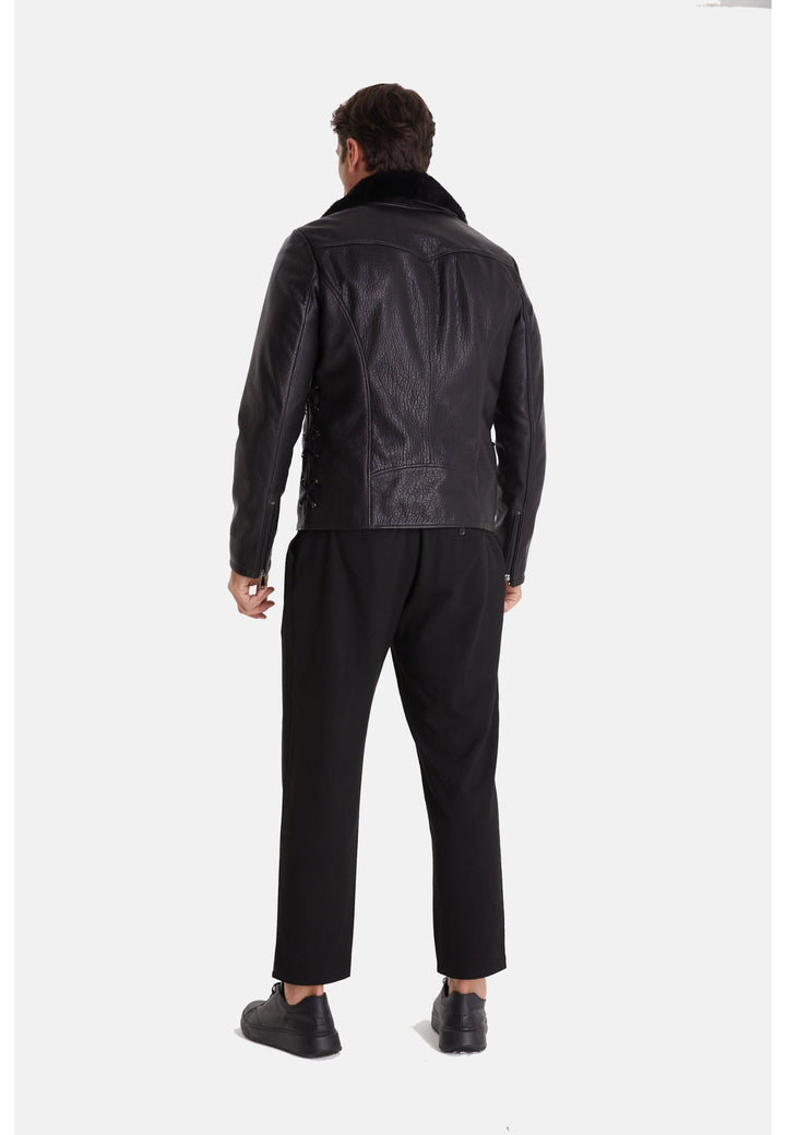 Black leather jacket - back view