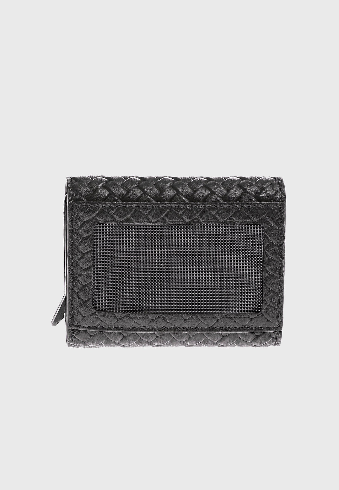 Black woven leather wallet