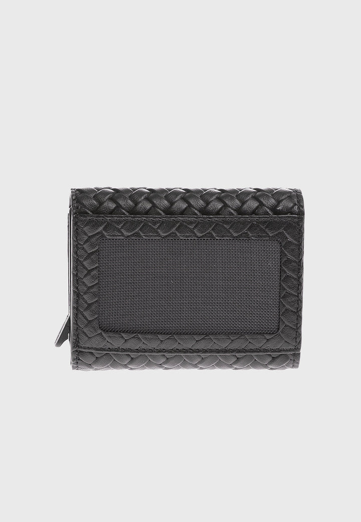 Black woven leather wallet