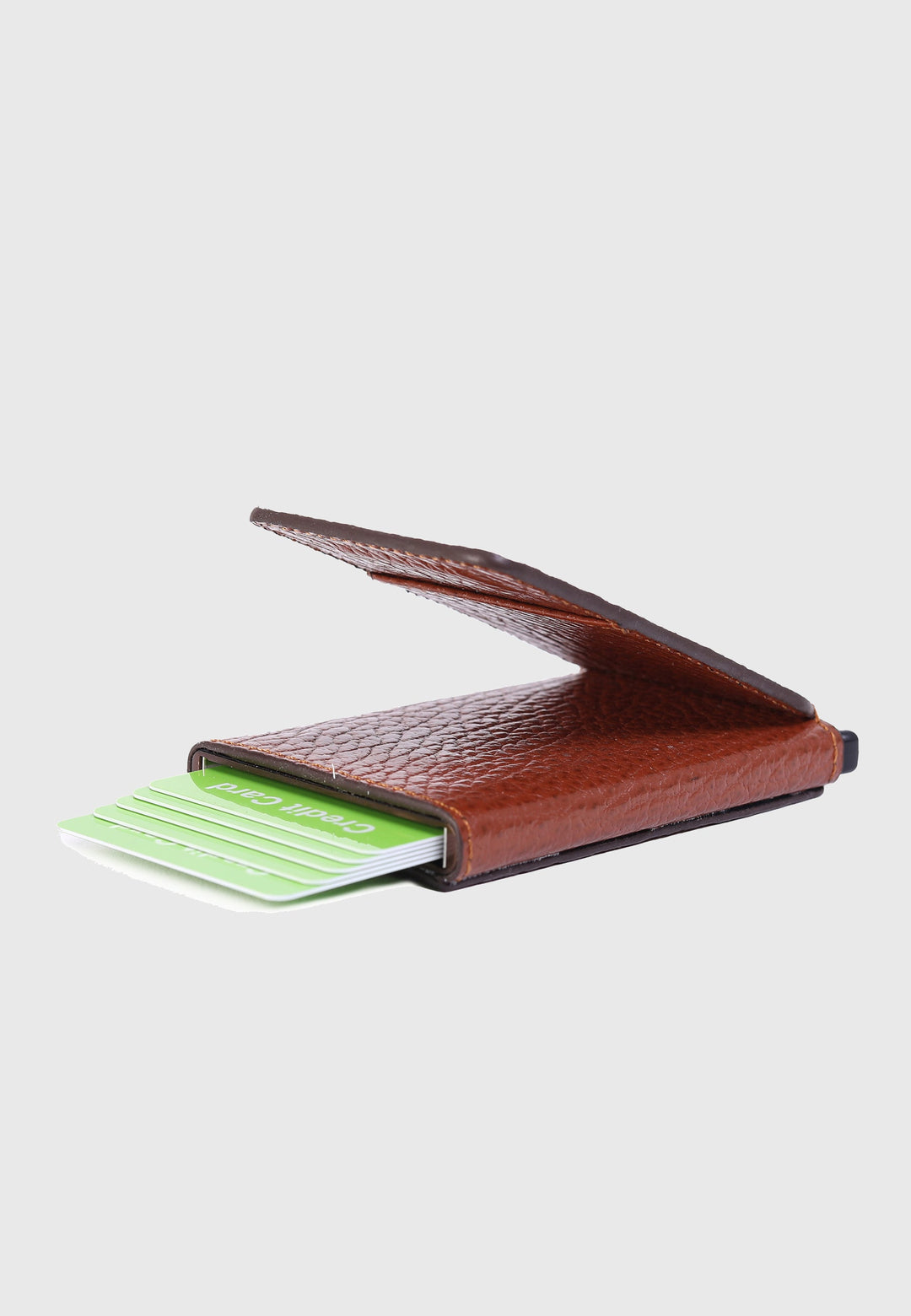 Tan textured leather card holder